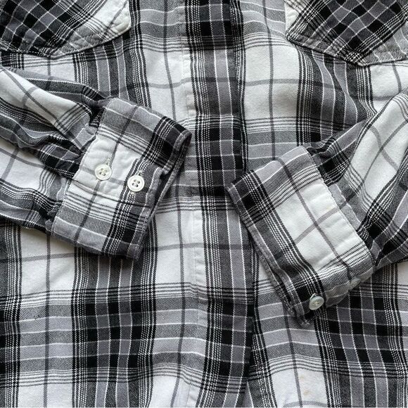 Sam Edelman Black and White Riley Flannel Boyfriend Shirt - Size: Small - Picture 7 of 14